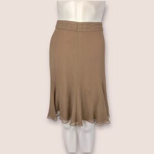 Rena Lange Chiffon A-line Brown Skirt Vintage 100% Silk Knee Length